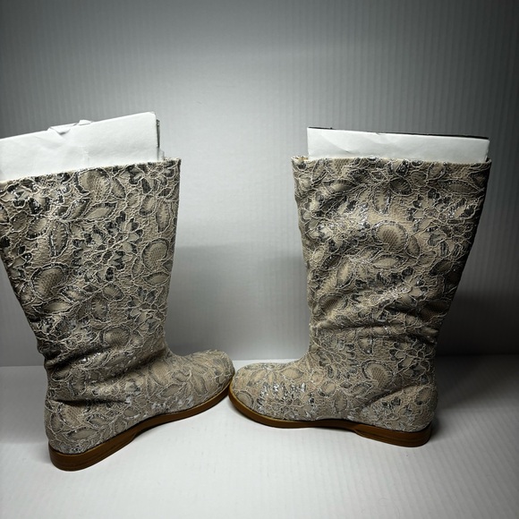 Joan Boyce - Gold Lace Bow Knee-High Women’s Boots - Picture 4 of 7